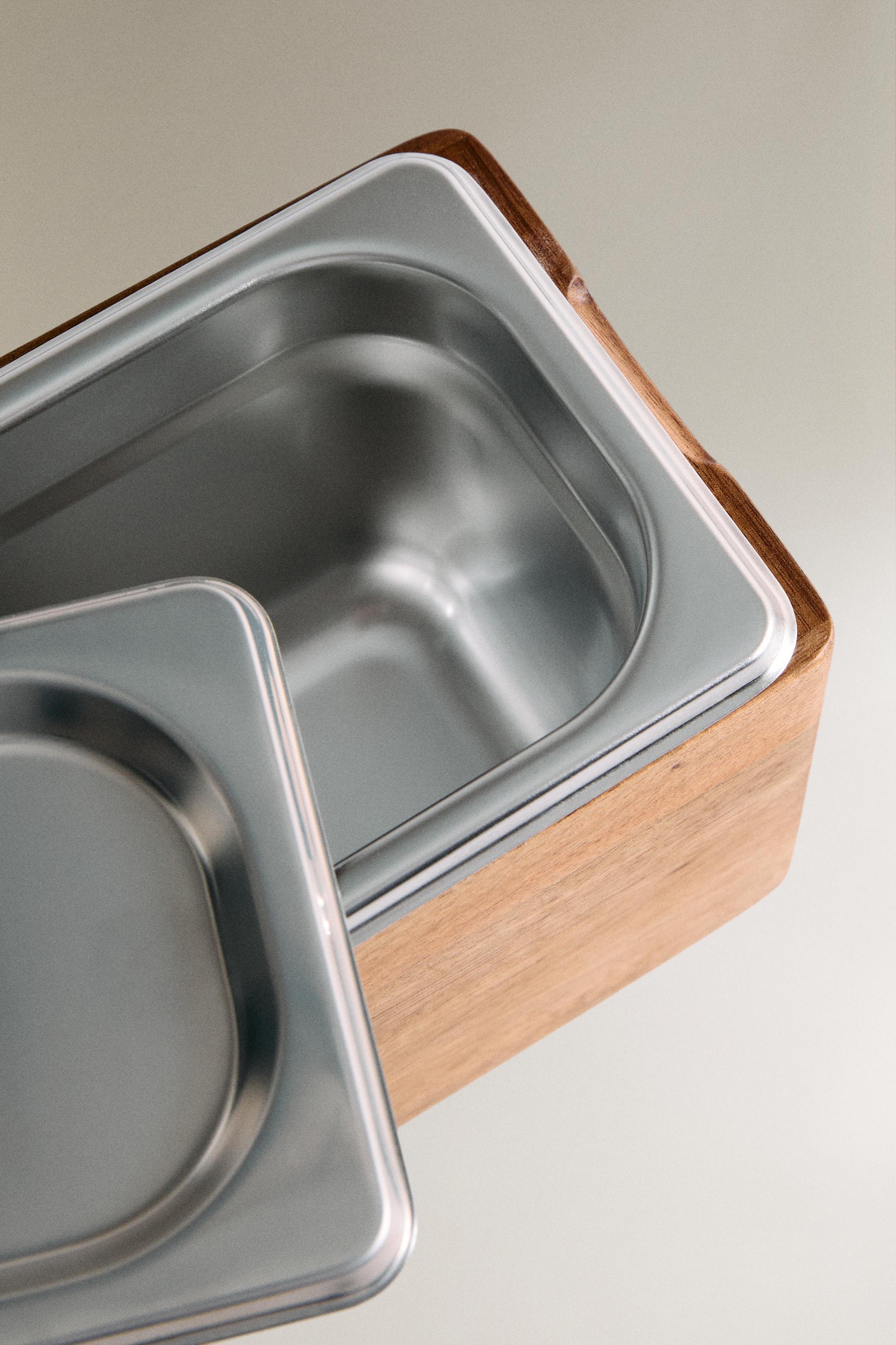 RÉCIPIENT À GLACE EN ACIER ET BOIS